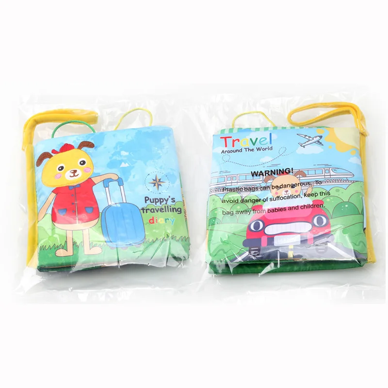 Puppy travelling diary soft fabric cloth books baby educational toy
