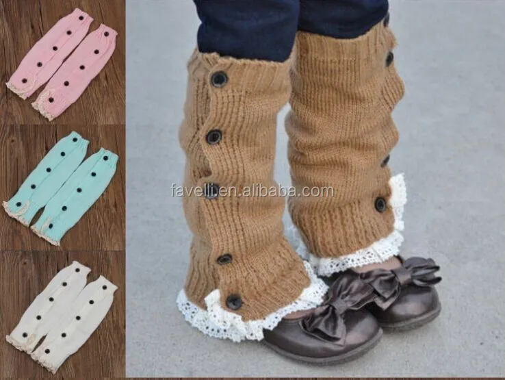 Однотонные гольфы, оптовая продажа, Детские гетры с кружевом и пуговицами
