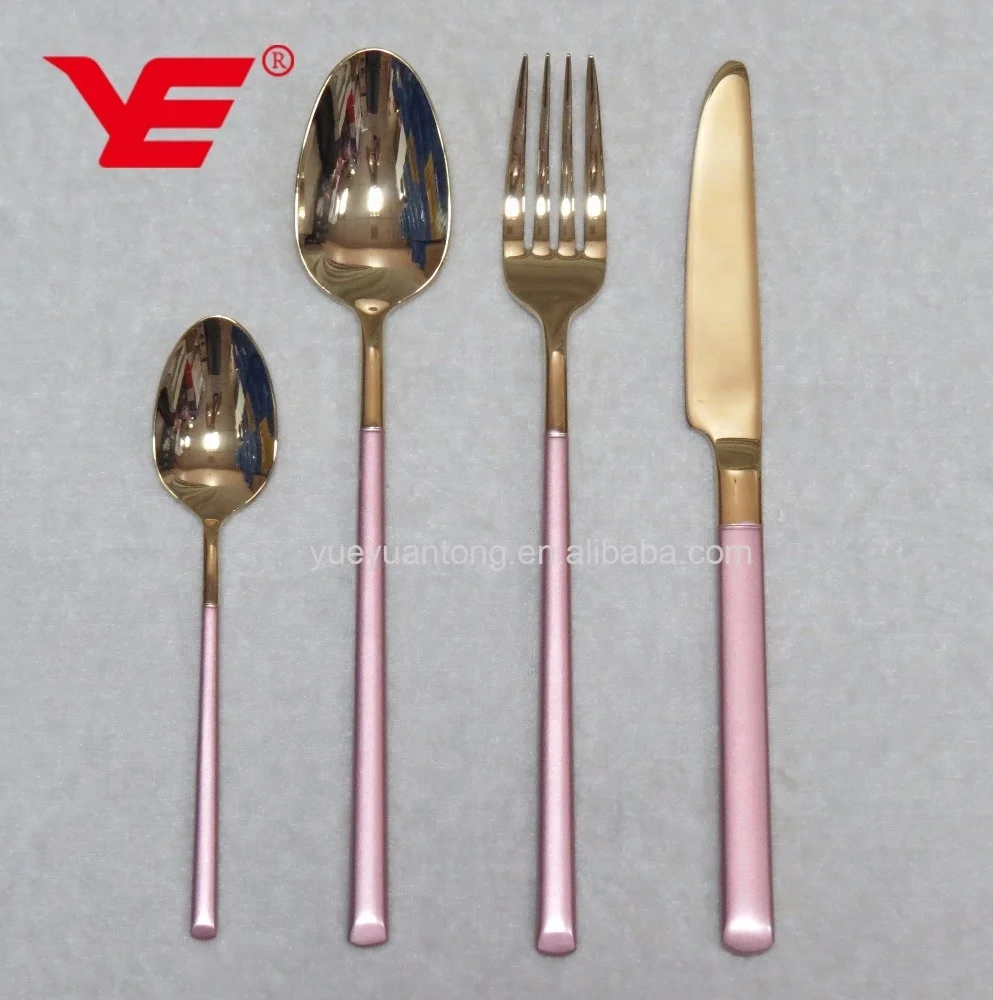 Kitchen 304 Stainless Steel Bulk PVD Gold Cutlery for Weddings