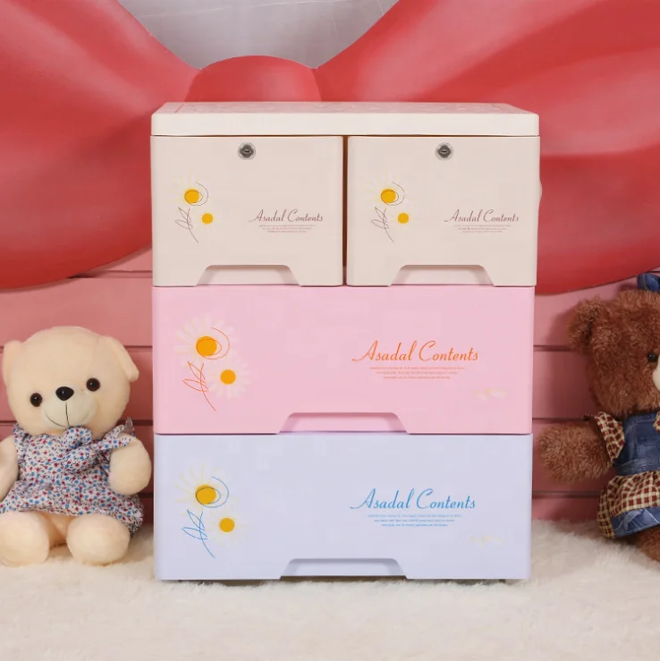 
5 Tier Cheap Plastic Storage Shelf Drawers Baby Storage Cabinet 