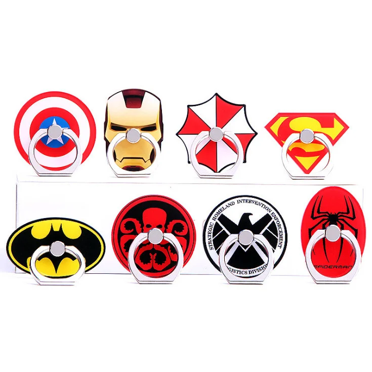 
mobile phone holder Stand Ring Cool Cartoon Superman Captain America Iron Man Holder 