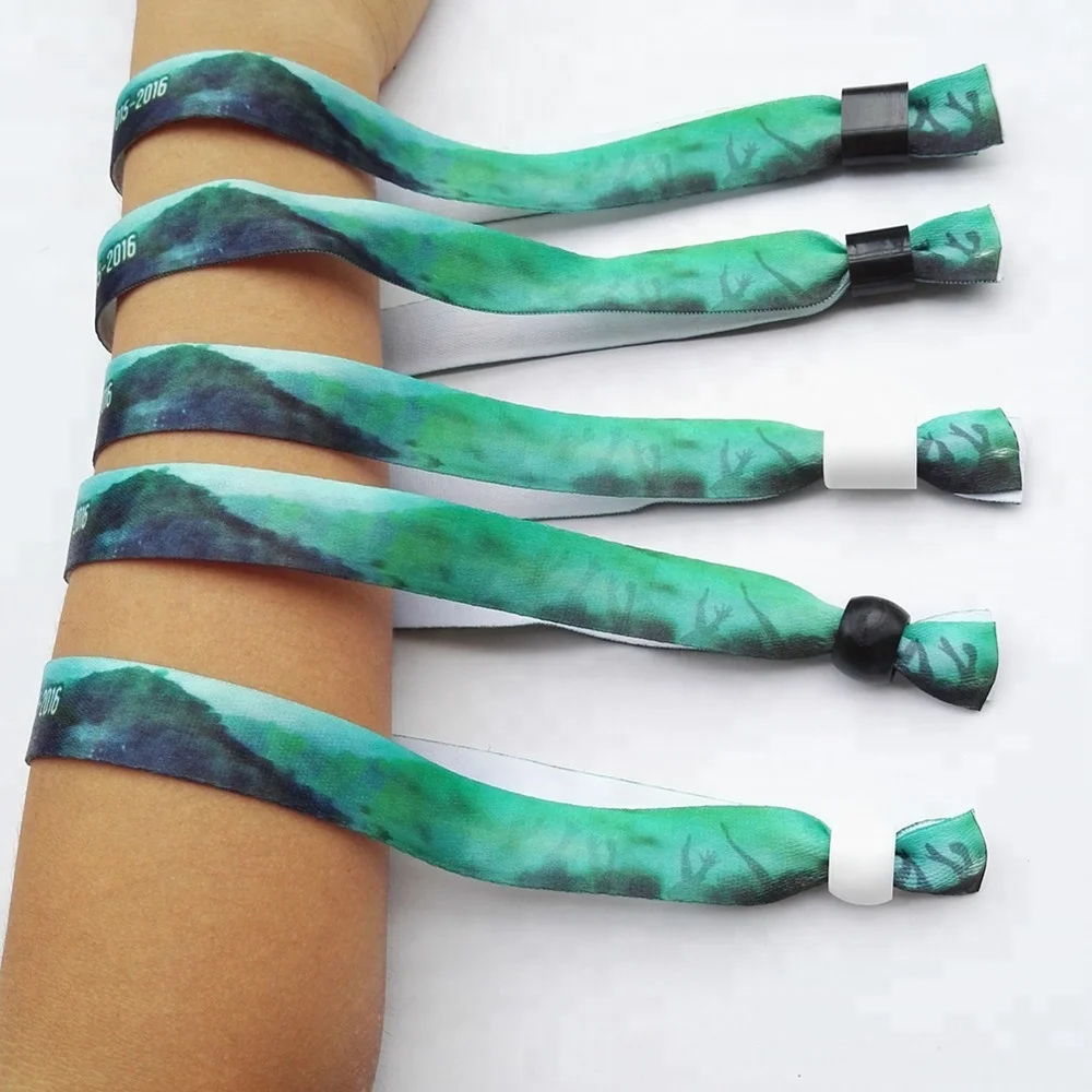 Woven Concert Clip Security Plastic Sliding Lock Fabric Wristbands