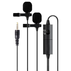 2021 Popular Electret Condenser Omnidirectional Multipurpose Dual Heads Lavalier Microphone