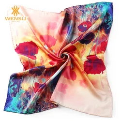 100% Fashion elegant foulard silk scarf custom digital printed silk scarves