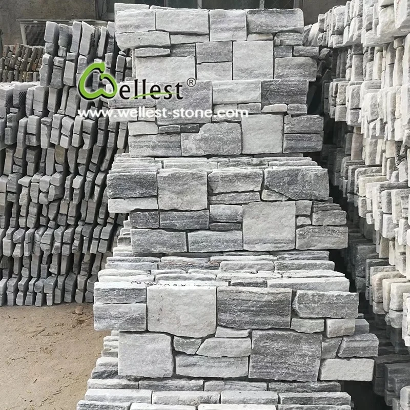 Natural white grey color concrete culture stone wall cladding panel