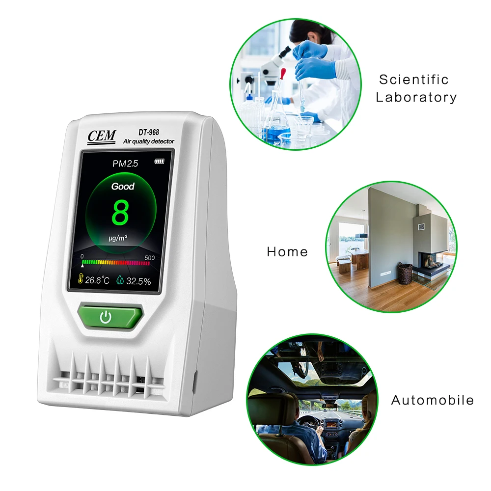 
CEM DT-968 Indoor PM2.5 Air Quality Detector Real Time Monitoring PM2.5/PM10 with Air Temperature and Humidity 