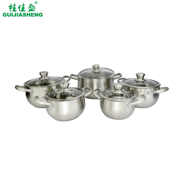 
High Quality 304 Stainless Steel Milano Sauce Casserole Double Handle Thermos Insulated Cookware Set for Cooking Food Soup Pot 