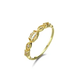 Everyday Jewelry Vintage Classic Geometric Topaz 925 Silver Eternity Band Rings  in 14K Gold Plated