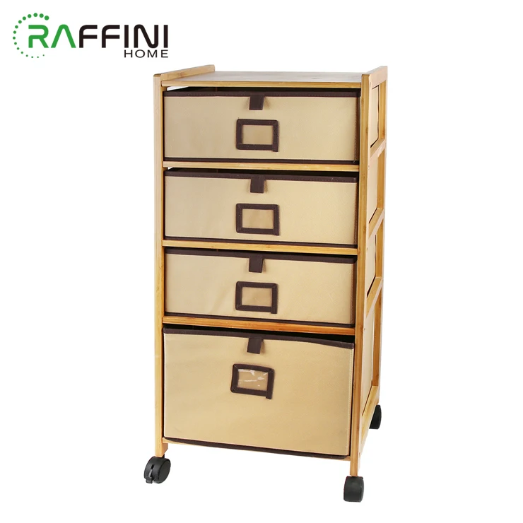 
Top Grade Flexible Rotation Bamboo+Non-woven Wood Drawer Cabinet Storage Organizer Furniture 