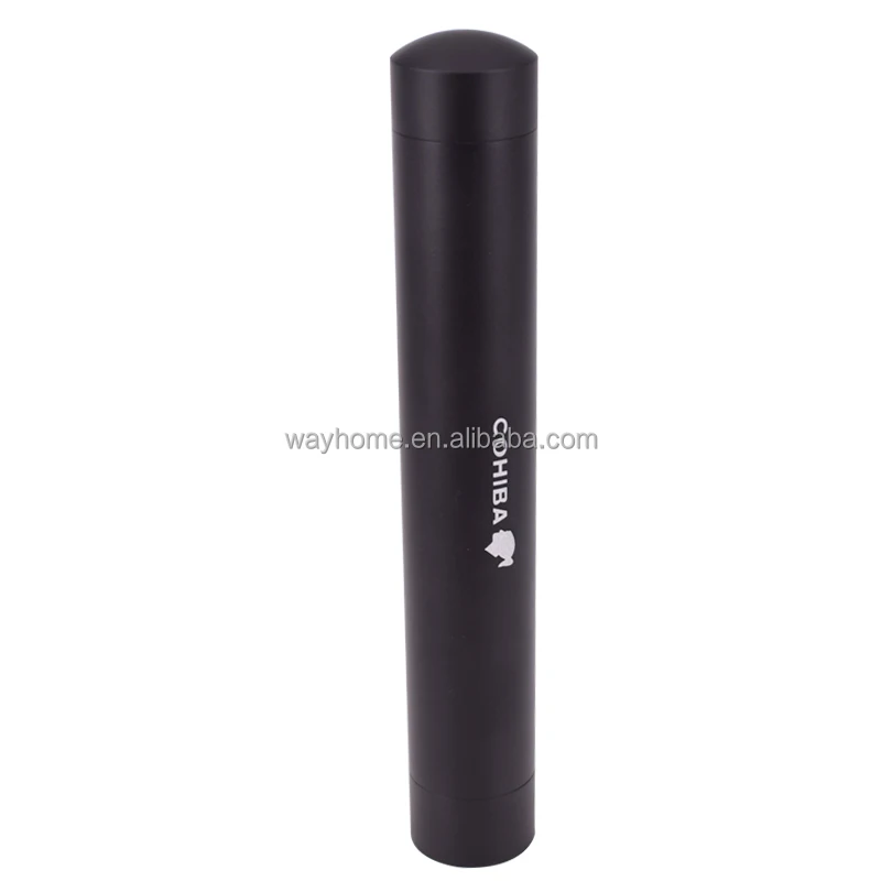 Custom LOGO 56 Ring Black Aluminium Single Cigar Tube Cigar Holder  travel cigar tube case CU-031