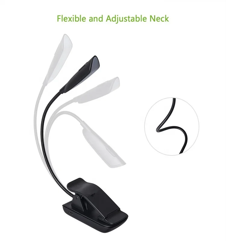 OEM Clip on Reading Light 3000K-6500K Adjustable Color Temperature Up to 33 Hours of Continuous Light Rechargeable Book Light