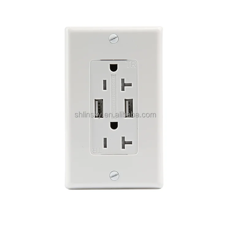 
Shanghai Linsky UL Tamper Resistant 15 Amp USB Wall Socket 