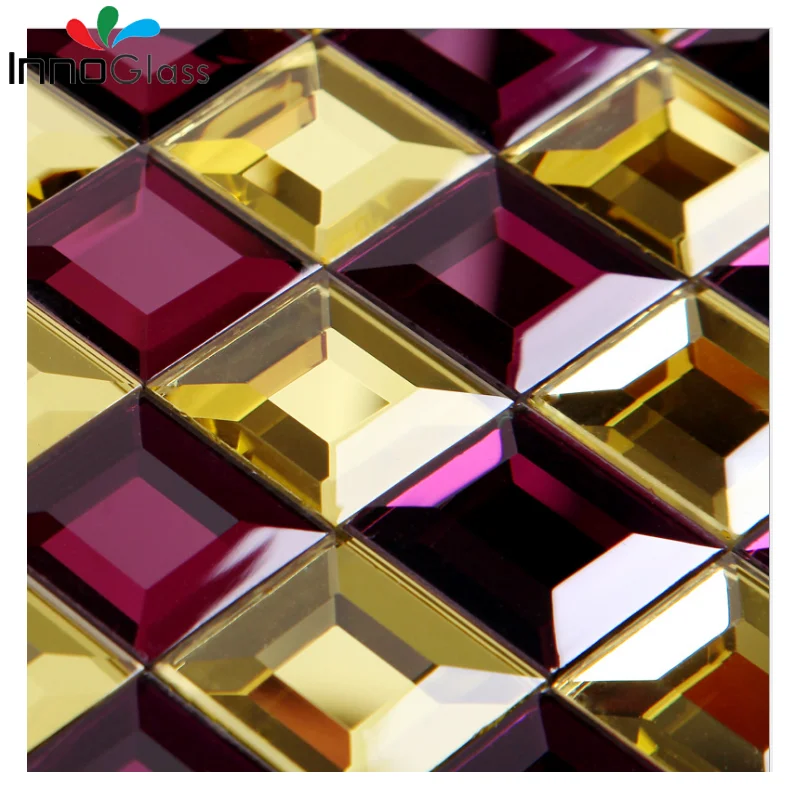 Seamless crystal glass 5 face edging mosaic mirror tile TV background wall