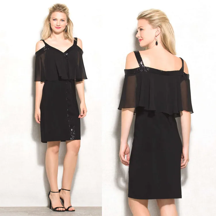 
High quality fashion clothing factory direct custom summer ladies office formal wear career black lace overlay dress 