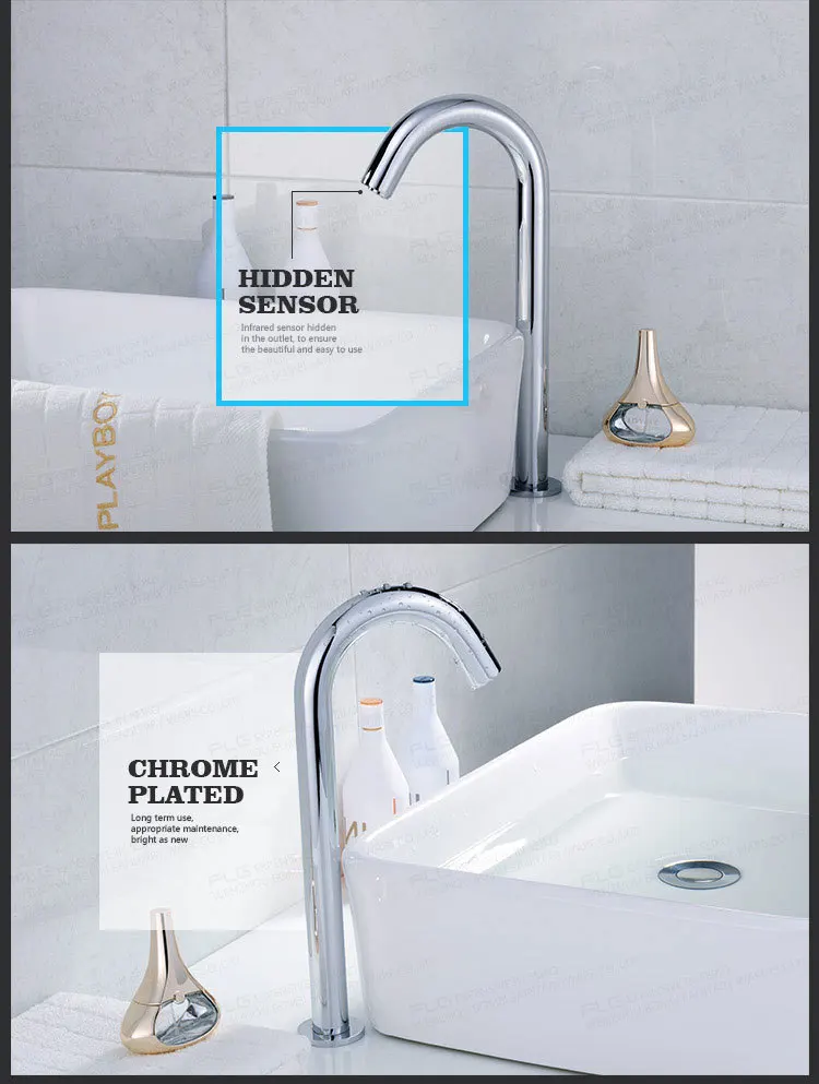 FLG Single Cold Automatic Sensor Faucet Arrival 304 Stainless Steel New CE Bathroom Chrome Modern Contemporary Ceramic Polished