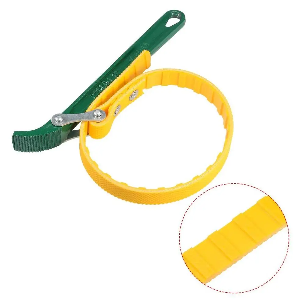 Car Tool Green Yellow Adjustable Anti-slip Belt Filter Strap Wrench