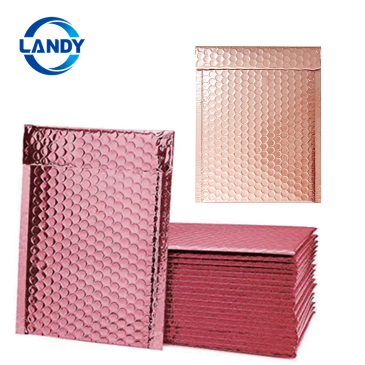 Bubble Film Wrap Plastic Envelope Rose Gold,Curious Metallic Envelopes Custom Rose Gold Metallic Bubble Mailer