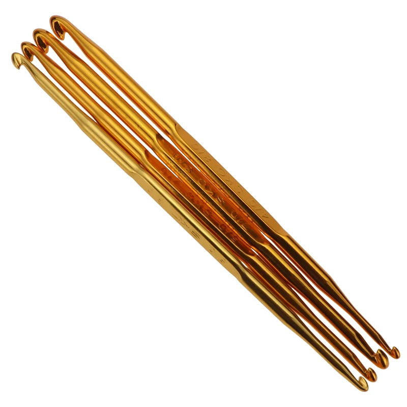 knitting needle gold double head aluminum crochet hook