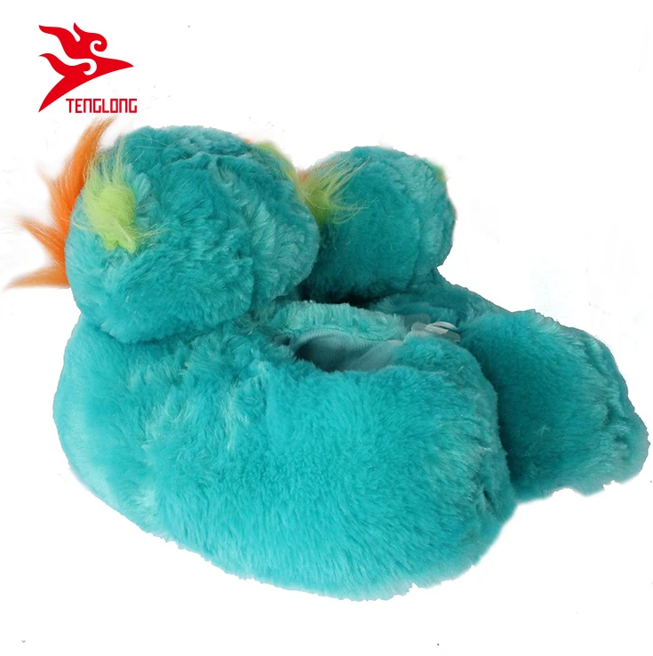 Custom cute indoor stuffed animal head plush owl shaped slippers