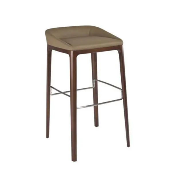 BC-286 Solid Beech Wood Leather Upholstered Bar Stool Chair For Restaurant