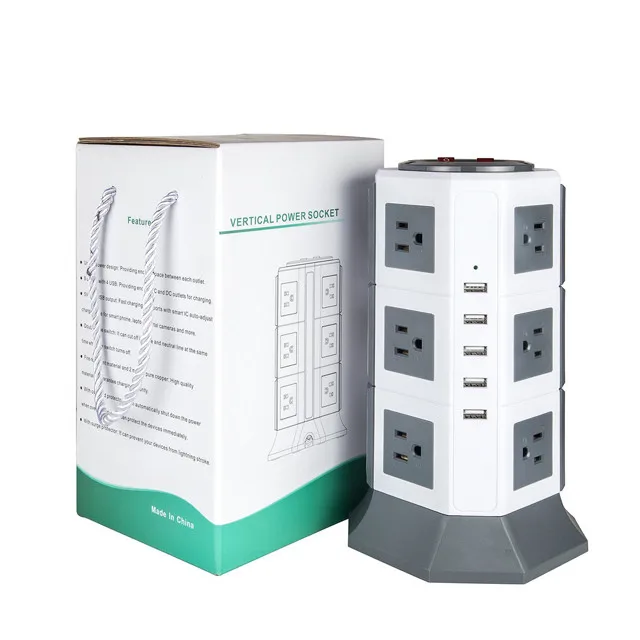 Travel Universal Power Strip 12 Outlet Surge Protector Smart with 5 USB Power Socket
