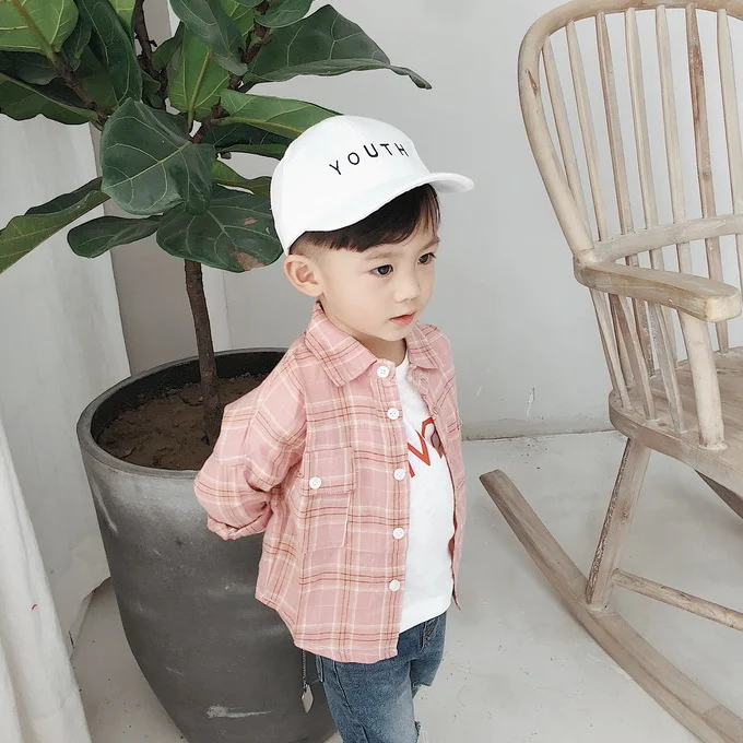 
YY10061B 2018 New design custom long sleeve casual boy plaid shirt 