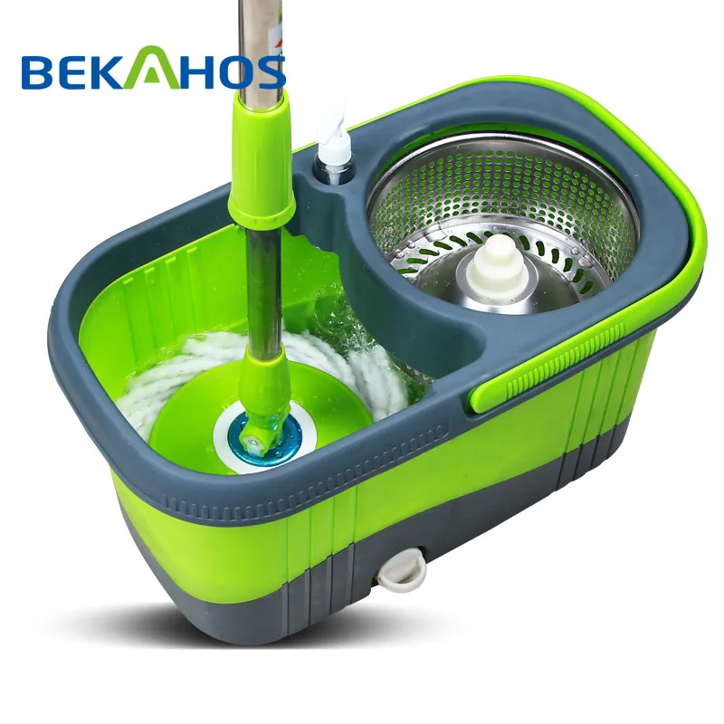 Bekahos Auto mop spin pole mop magic mop square bucket green color new product 2018