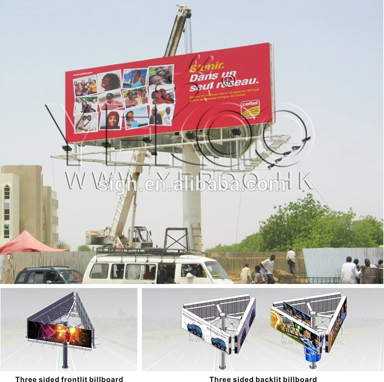 Three Sided Rotating Advertising Outdoor Billboard