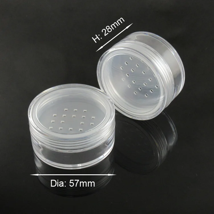 
moq 500pcs TM-ES1837 20ml clear cosmetic loose powder container plastic clear powder case 