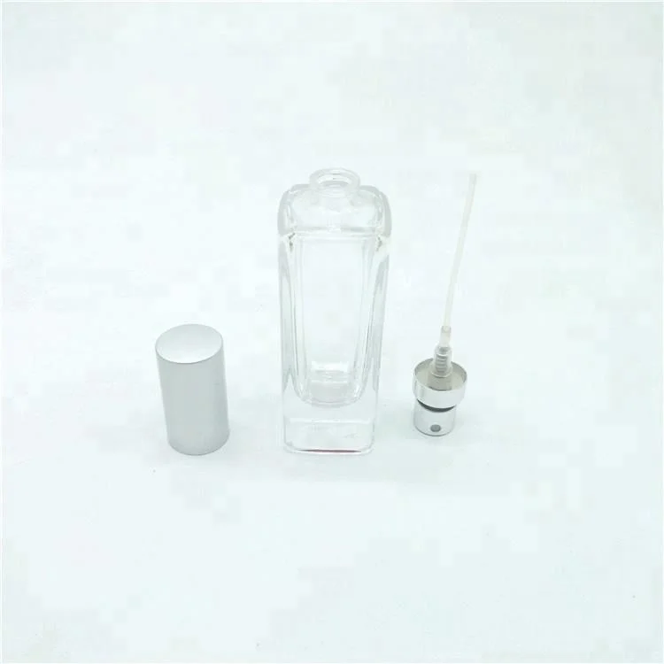 Wholesale imported perfumes dubai 25ml slim square glass perfume bottle factory