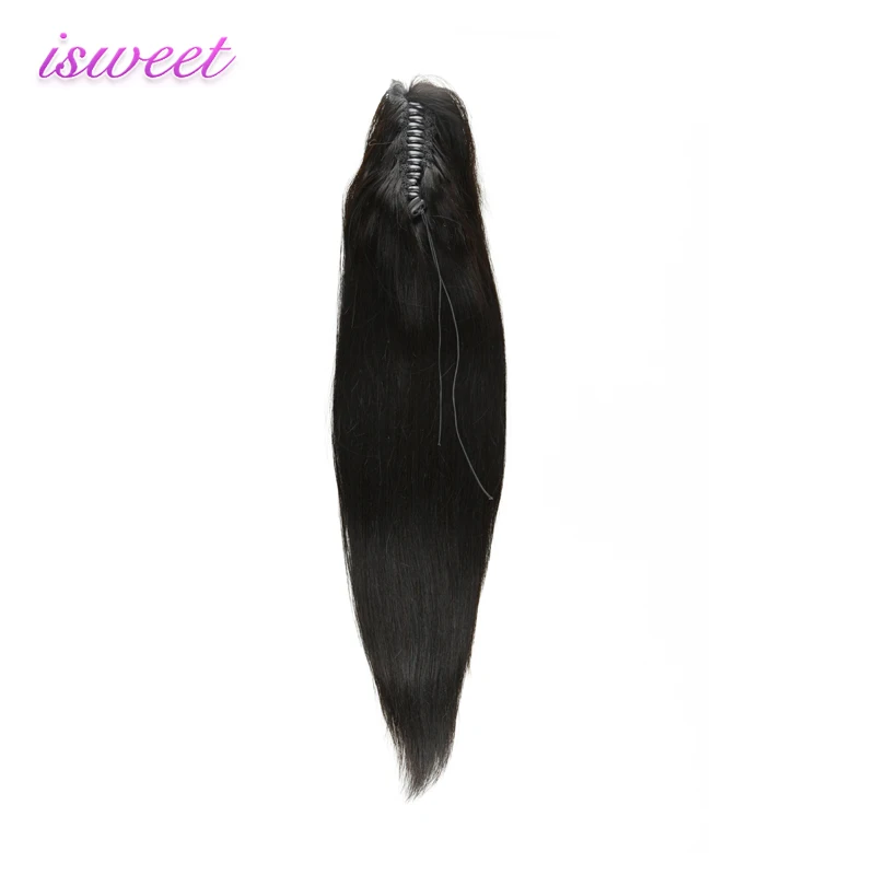 Double drawn claw clip human hair ponytail extensions