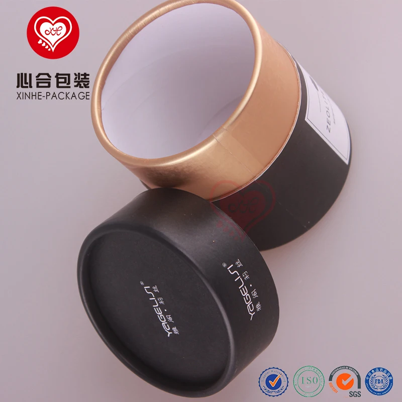 
cardboard tube black cylinder Kraft paper box packaging/paper case packing box with screw lid 