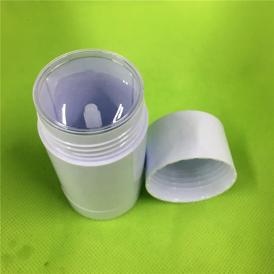 Styrene Push up Deodorant Containers Plastic Tubes, White with White Lipstick Cosmetics Ribbed Screw Caps(2.5oz) Screen Printing