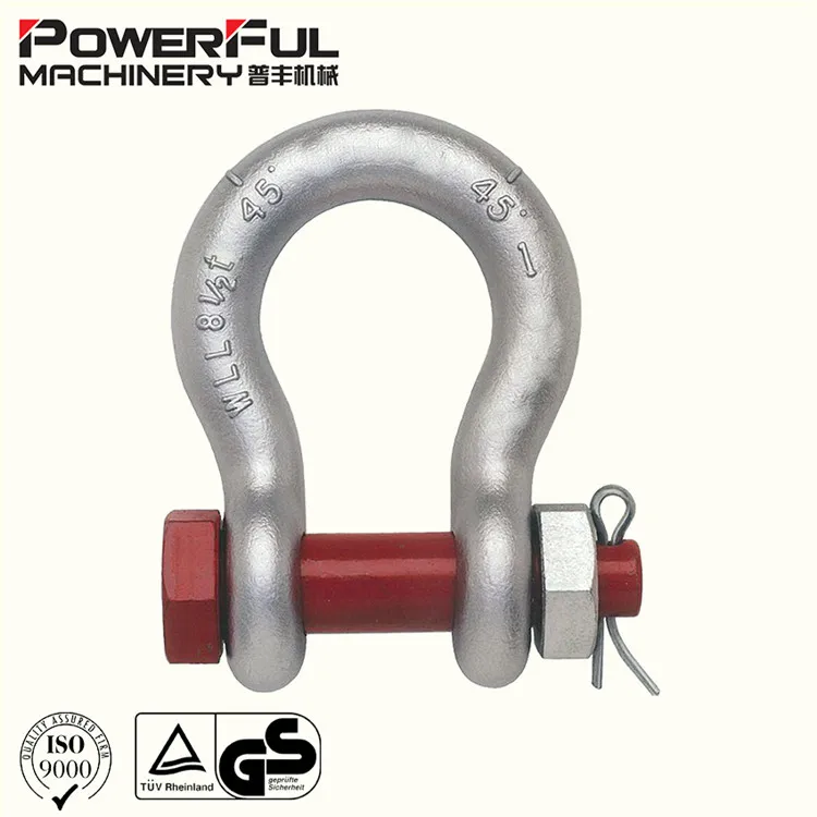 US Type G2130 Drop Forged Zinc Plated Electric Galvanized Bolt Type Safety Anchor Bow Shackle
