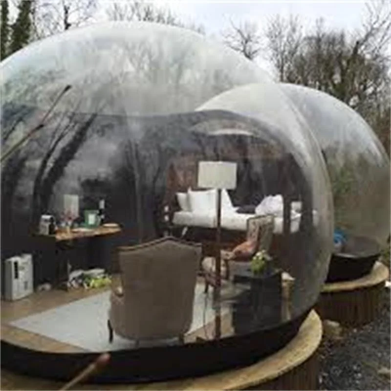 0.8mm PVC Inflatable Bubble Tent Green PVC Tarpaulin Inflatable Lawn Bubble Tent Half Color For Exhibitions