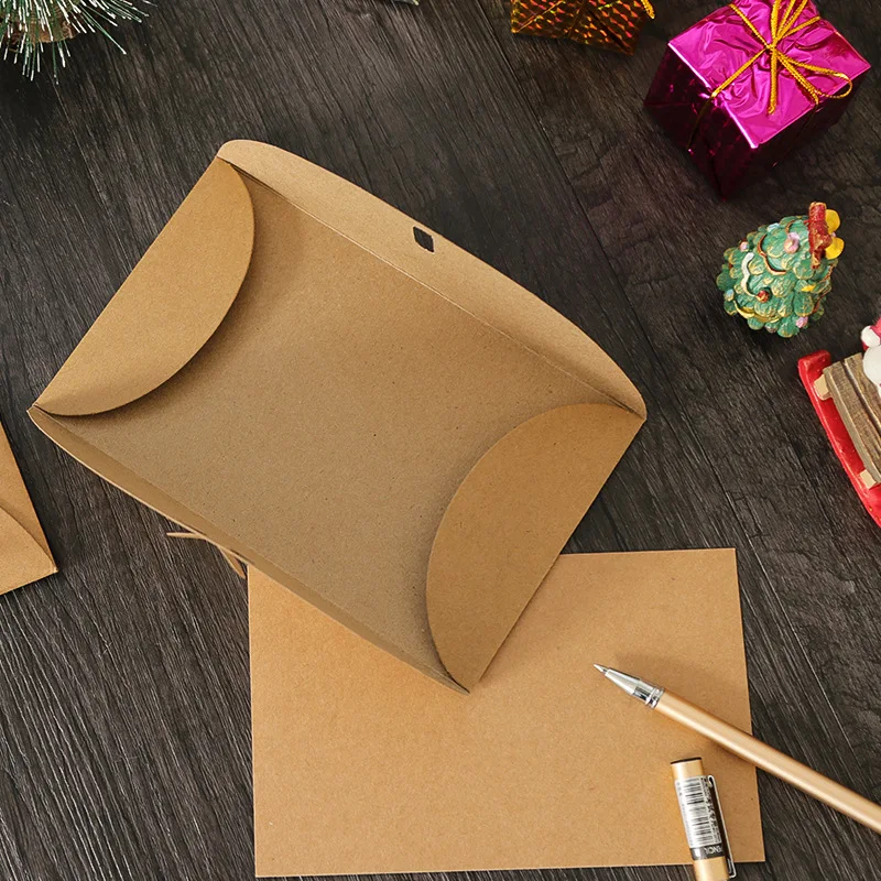 Wedding favor christmas Invitation Greeting gift Kraft Paper string tie Envelope brown packaging with Ribbon with love buckle