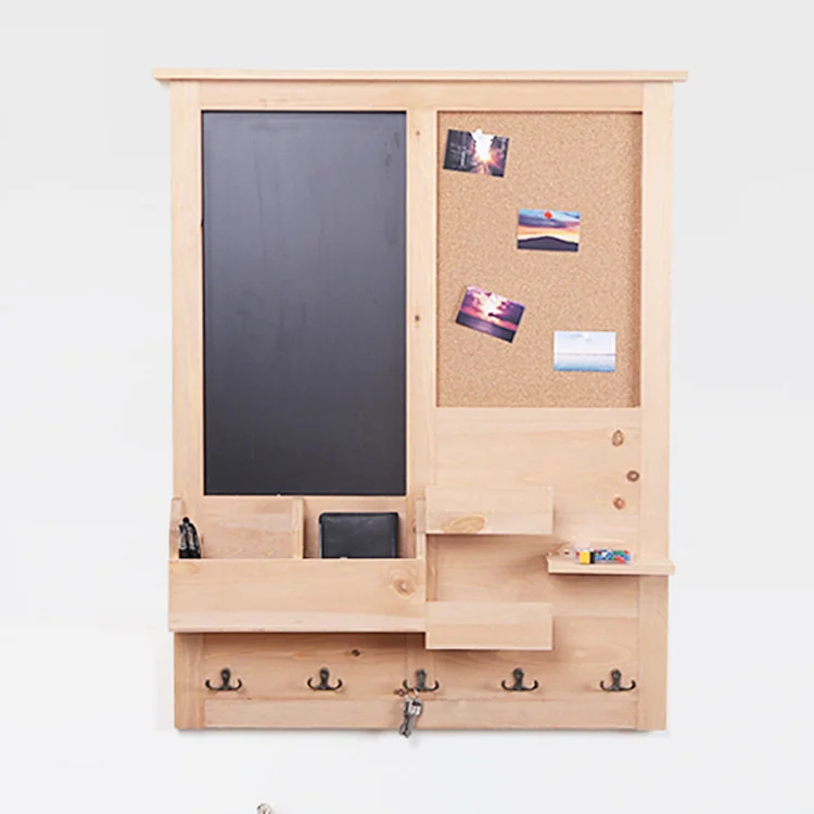 Custom Printing Vintage Decoration Wooden Chalk Board Home Messsage Board with Organizer