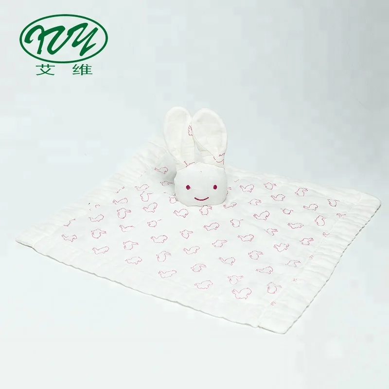 Мягкое детское удобное одеяло из муслина с мультяшным кроликом