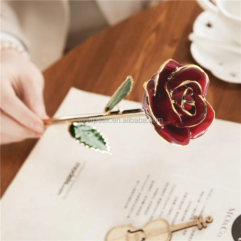 Wholesale Gold Rose With Gift Box and Certificate 24k Gold Plated Real Rose For Valentines Day