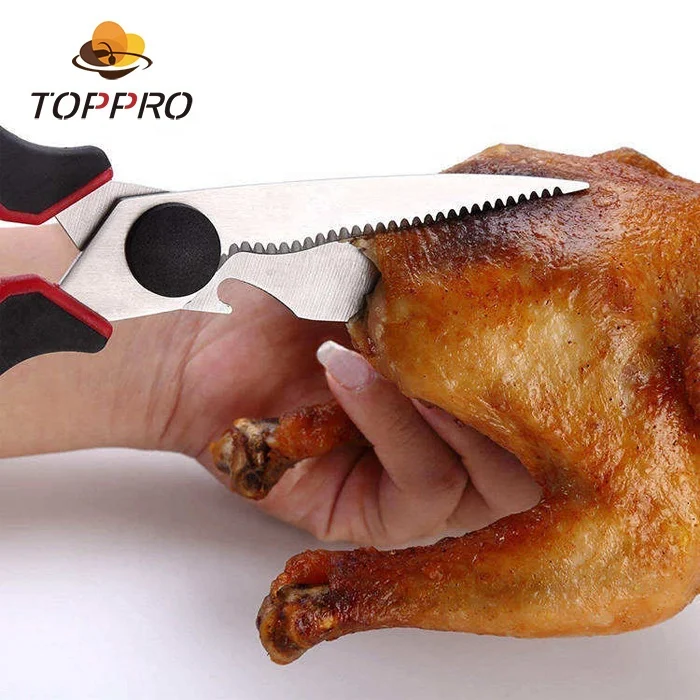 
toppto TPR handle Multi Stainless steel purpose chicken bone kitchen scissors shear 