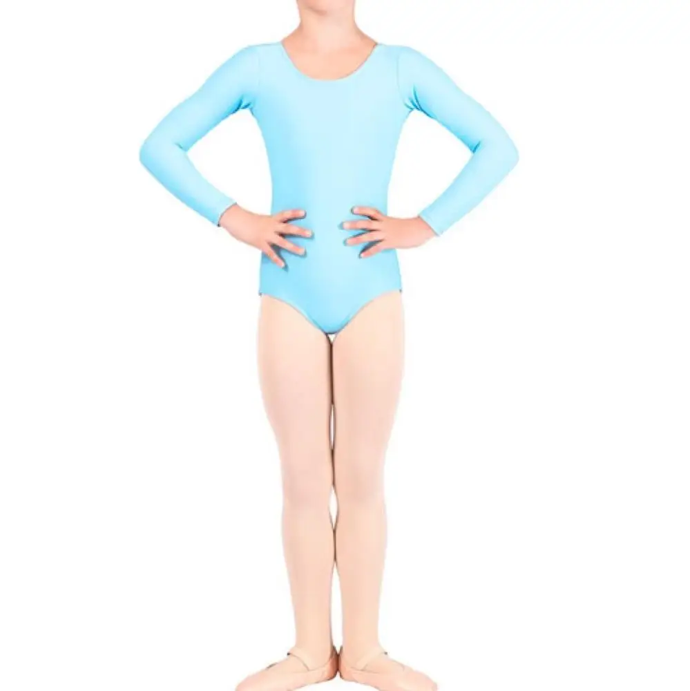 Высококачественное черное трико для девушек из блестящего спандекса с длинным рукавом быстрая доставка