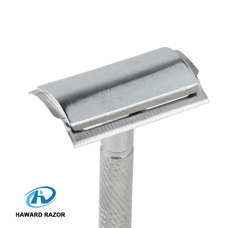 D647 customized logo acceptable sliver metal handle safety razor