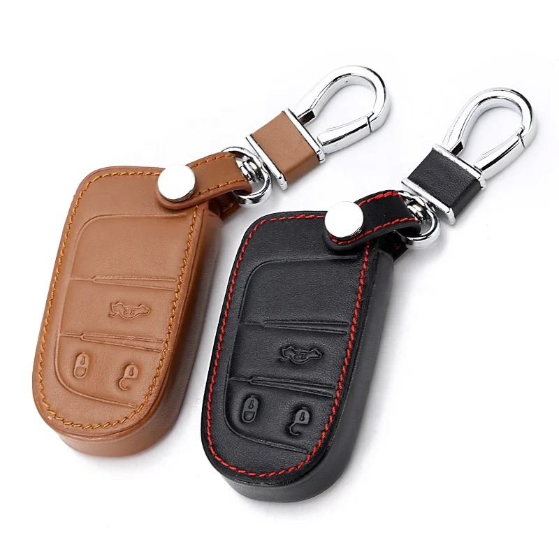 100% кожаный чехол для автомобильного ключа Jeep Grand Cherokee Compass Patriot Dodge Journey Chrysler 300C