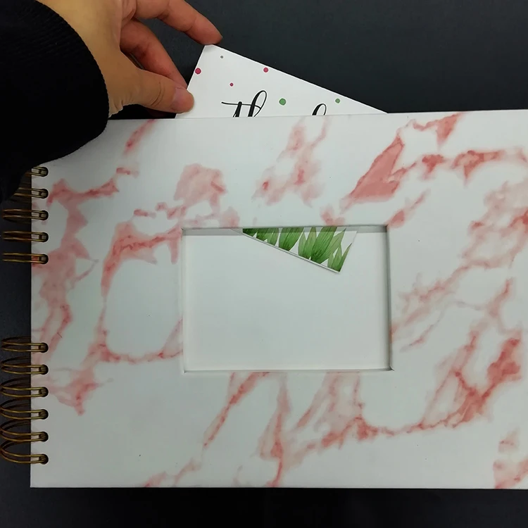Marble Print PU Leather Spiral Binding DIY Recordable Photo Album For Baby