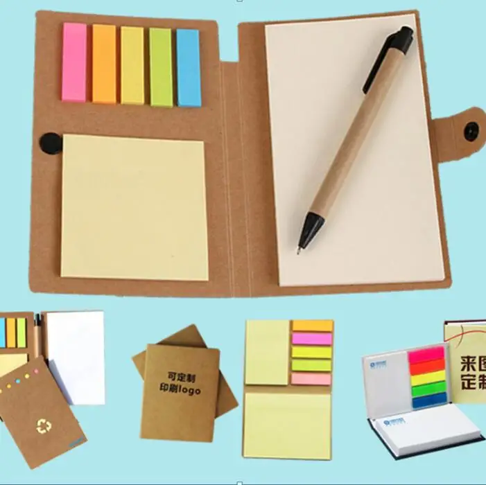
branded logo Customized Design Spiral Notebook with Pen Sticky Notes for memo 