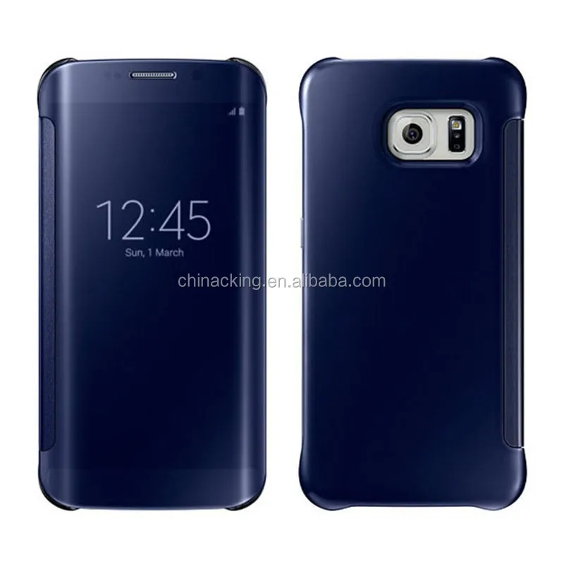For Samsung Galaxy S6 Clear Case Auto Sleep Wake Mirror Flip Leather Cases