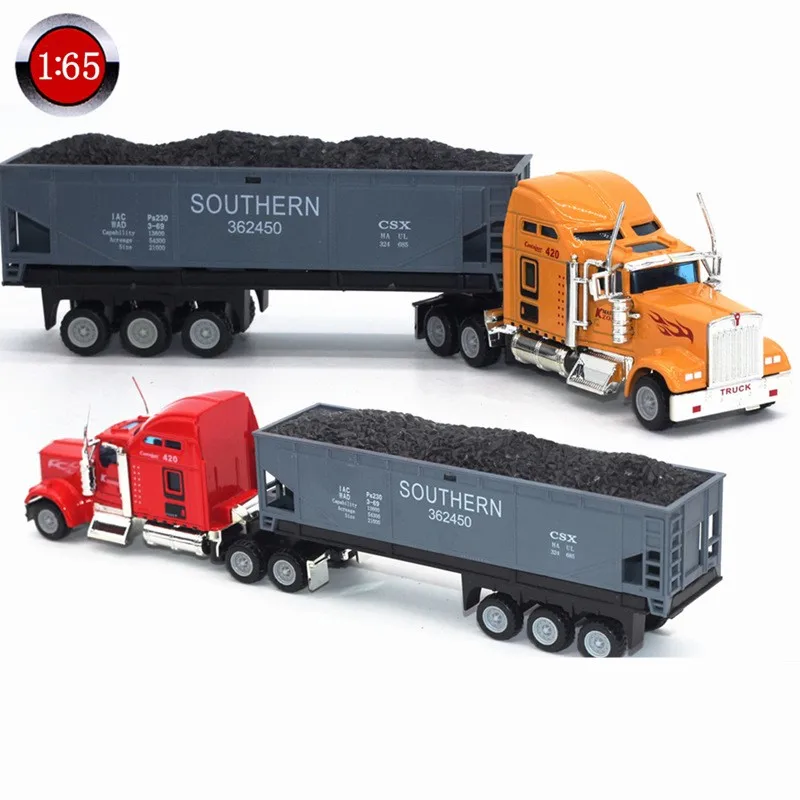 Популярная трендовая модель автомобиля 2022 1:65 американского контейнерного грузовика прицеп детские игрушки из сплава