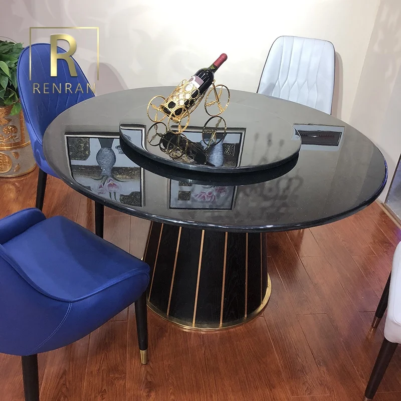 Новейший современный дизайн элегантный роскошный обеденный стол кухня круглый вращающийся из Королевского мрамора