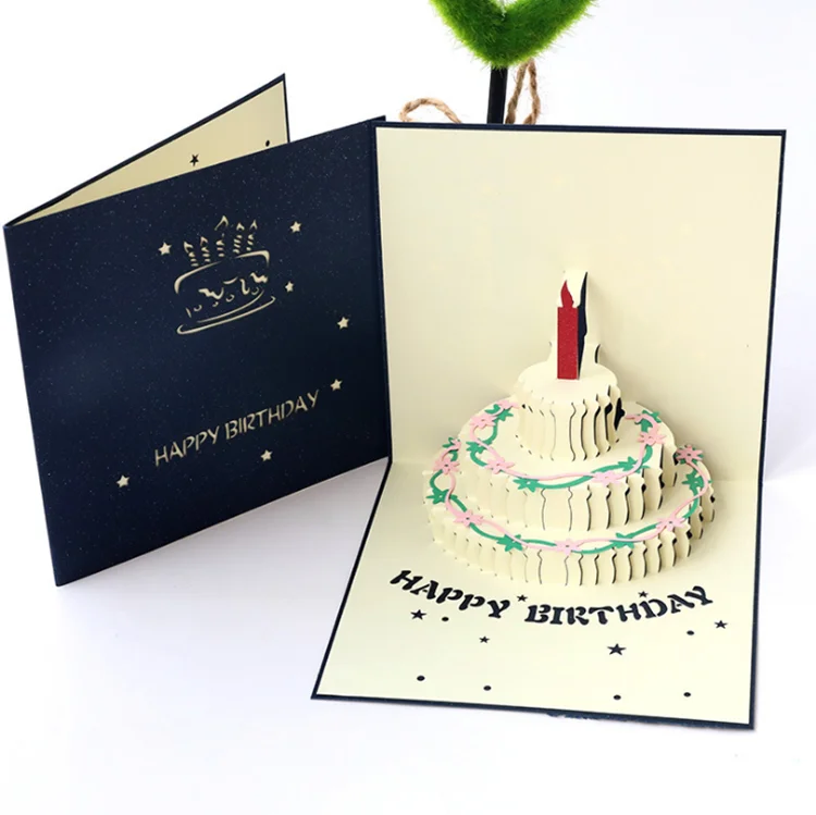 OP-S Business custom birthday card three-dimensional cake card 3D creative gift gift retro handmade small card