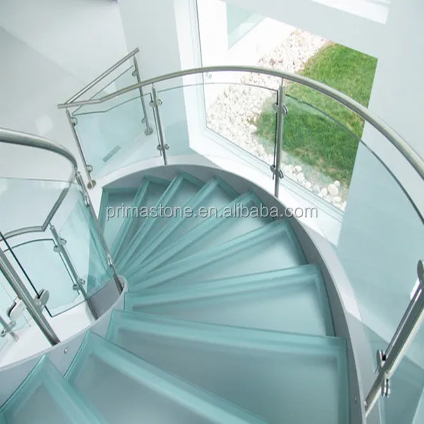 Best price interior curved crystal stairs with glass treads and carbon steel stringer